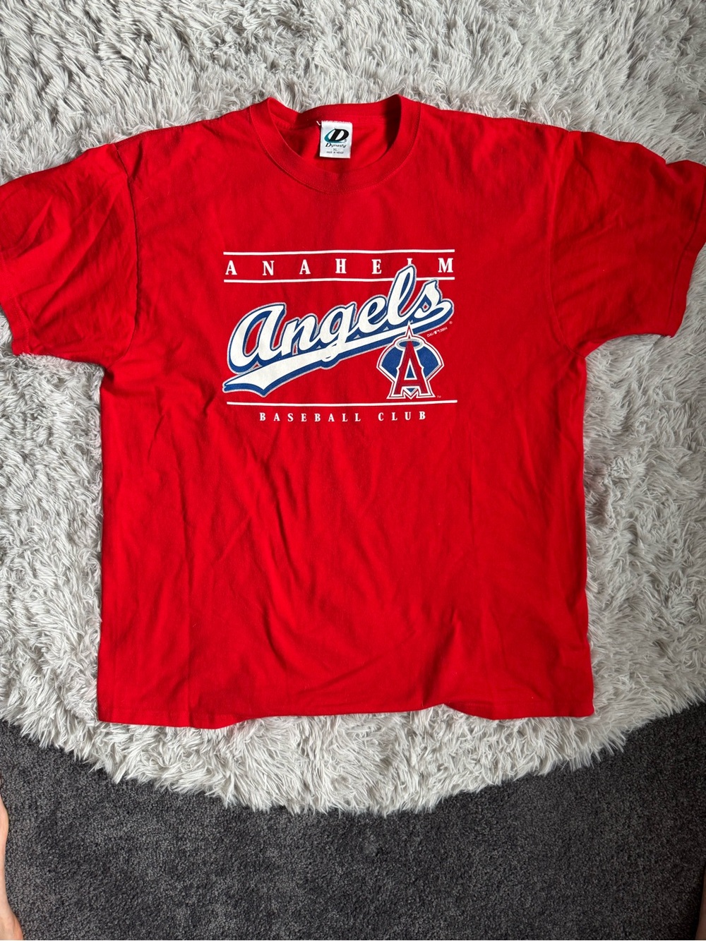 Vintage 2004 Anaheim Angels Baseball Club T-Shirt XL Dynasty Red Y2K MLB